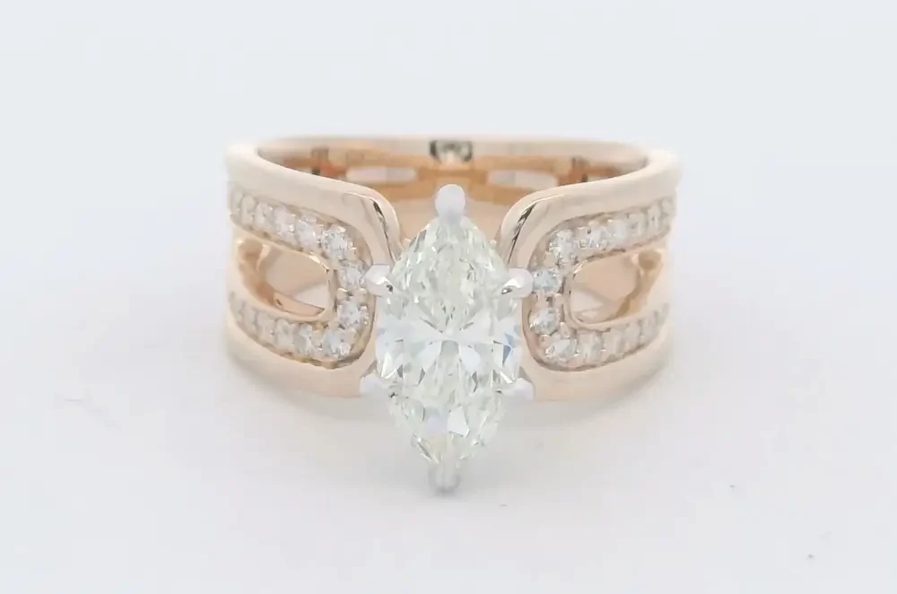 Ladies 14k Yellow Gold Diamond Engagement Ring w/ Marquise Center (2.10 cttw.)