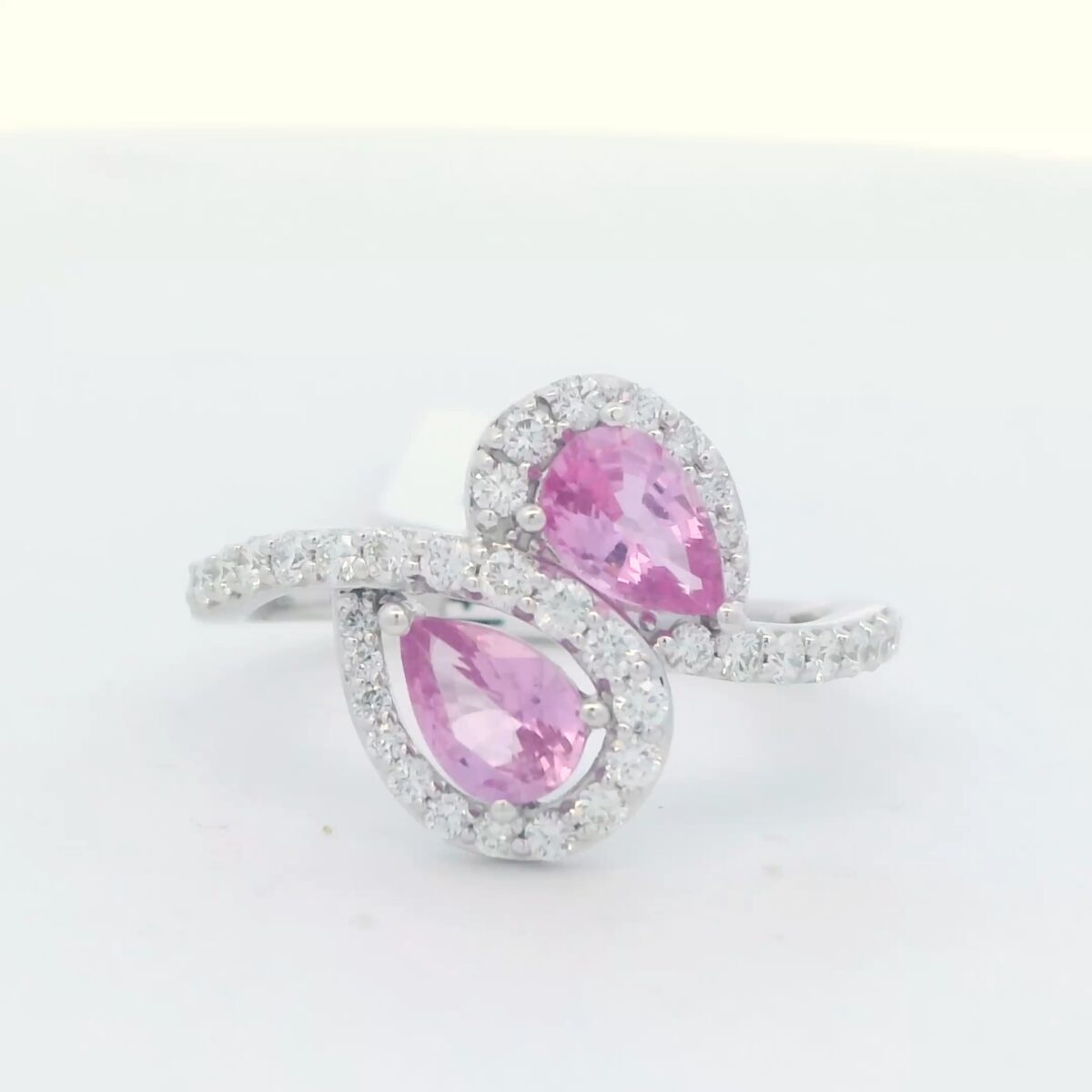 14K WG Pear Shaped Pink Sapphire & Diamond Ring (1.42 cttw.)