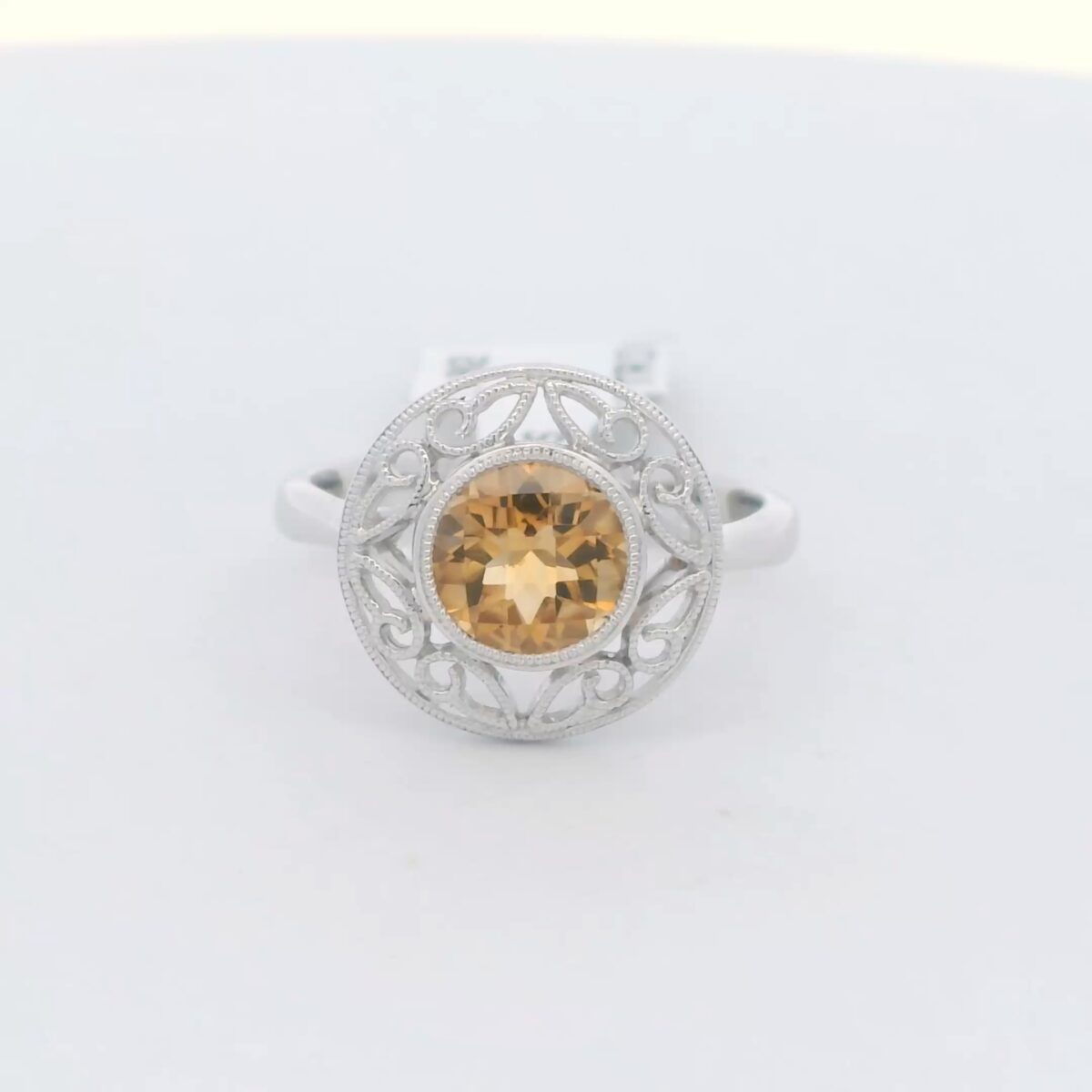 14K WG Cocktail Ring w/ 1.02 ct. Round Citrine