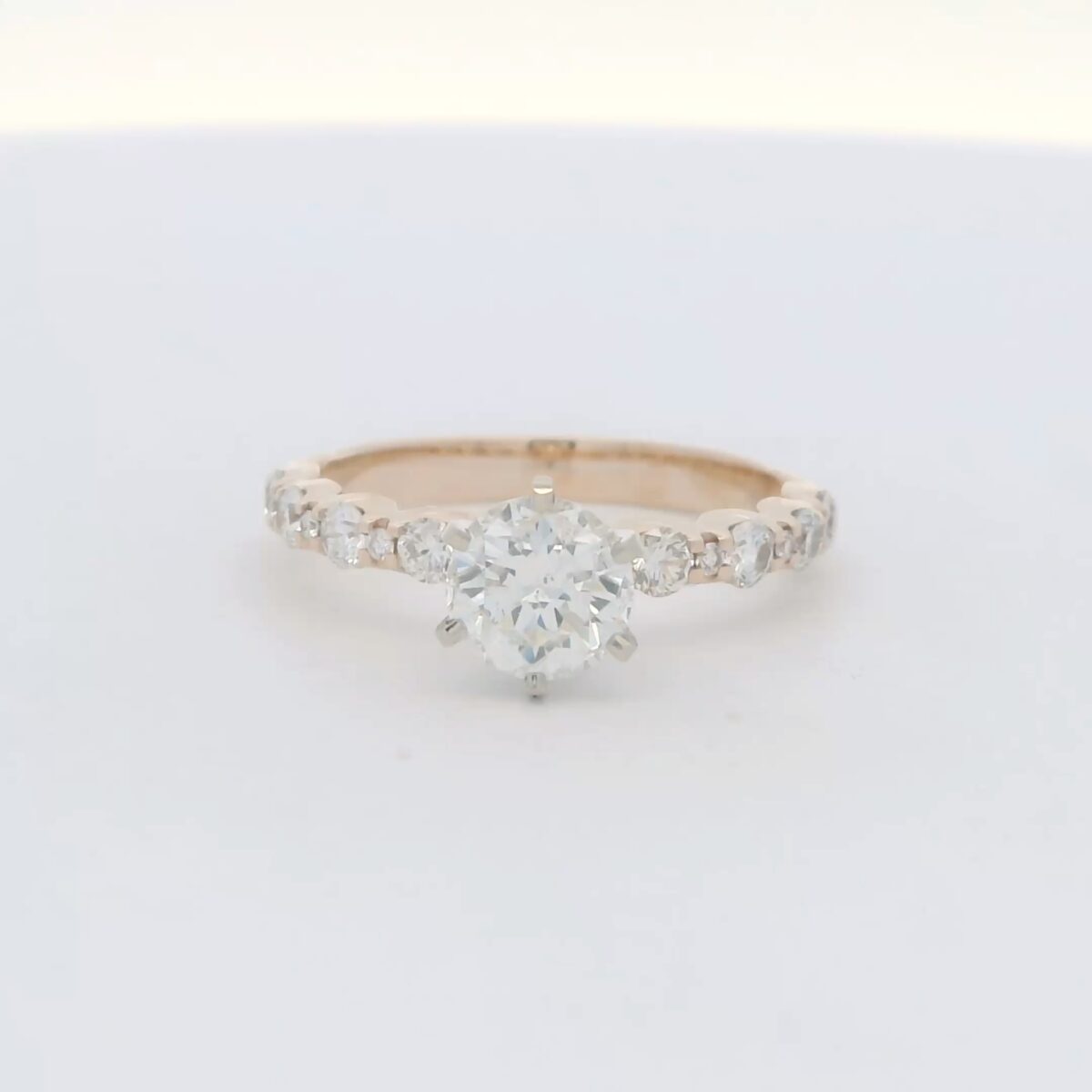 14K YG Diamond Engagement Ring w/ 1.03 ct. Round Brilliant Center