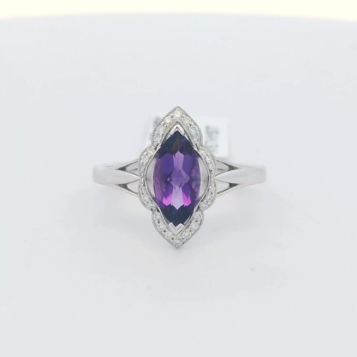 14K WG Amethyst Cocktail Ring w/ Diamond Accents (1.06 tw.)