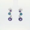 14K WG Earrings w/ Round Amethysts, London Blue Topaz, & Diamonds (2.30 cttw.)