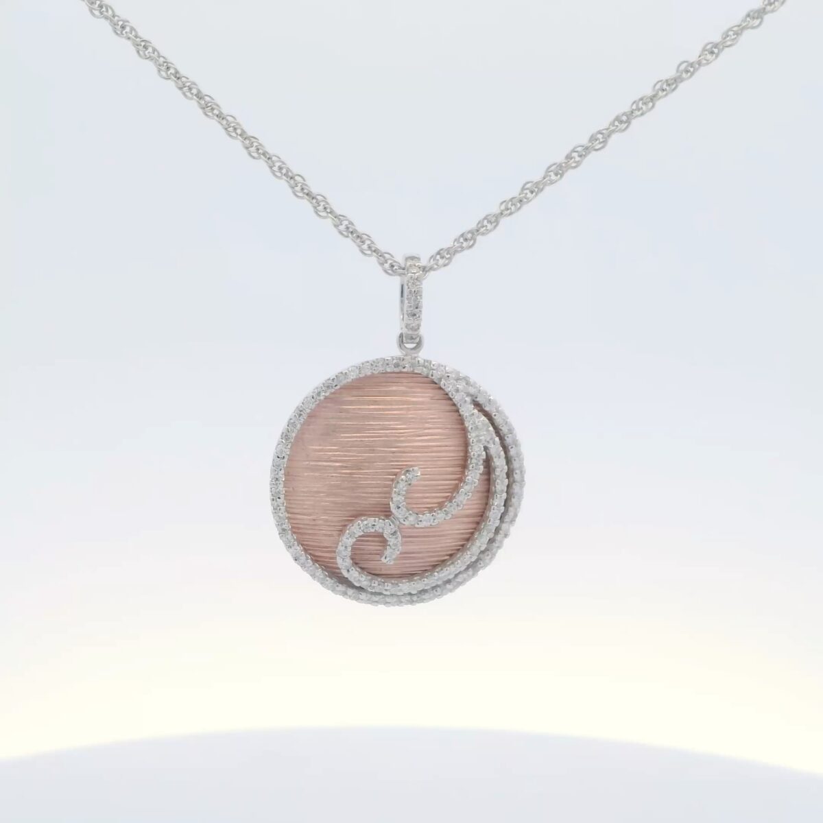 14K WG/RG Circle Pendant w/ .34 tw. Round Diamonds