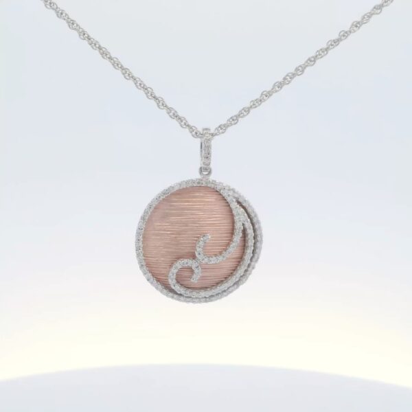 14K WG/RG Circle Pendant w/ .34 tw. Round Diamonds