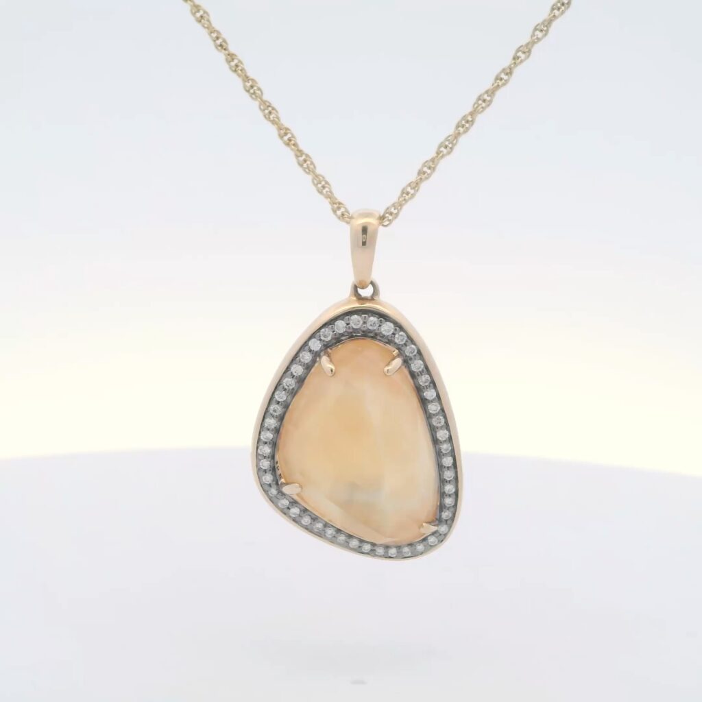 14K YG Pendant w/ 11.20 ct. Citrine & .20 tw. Diamonds