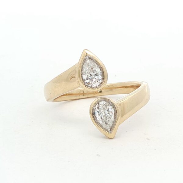 14K YG Pear Shaped Diamond Bypass Ring (.62 cttw)