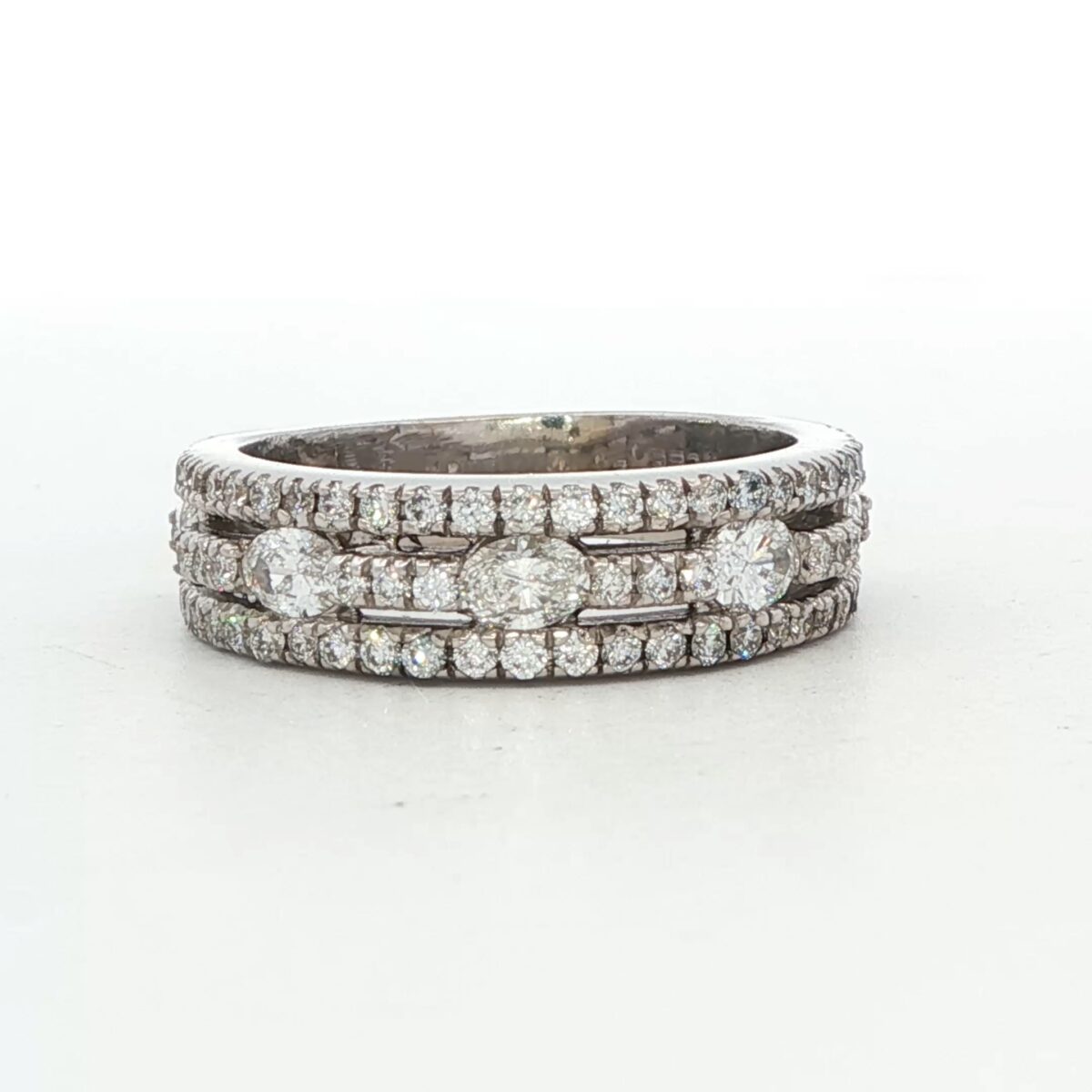 14K WG Anniversary Ring w/ Oval & Round Diamonds (1.43 cttw.)