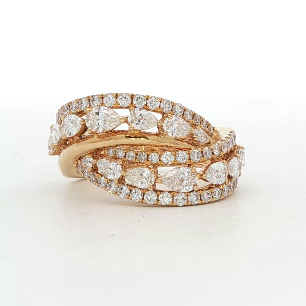 18K YG Anniversary Ring w/ 1.16 tw. Pear Shaped Diamonds (1.75 cttw.)