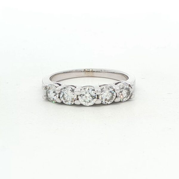 14K White Gold 5 Diamond Anniversary Ring (1.00 cttw.)