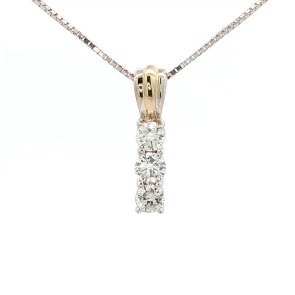 14K 2-Tone Gold Pendant w/ 3 Round Brilliant Diamonds (.50 tw.)