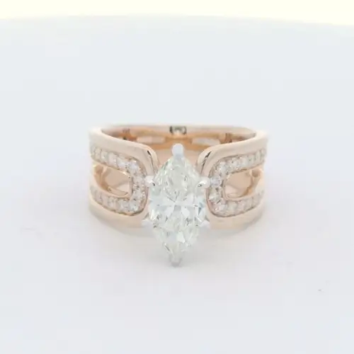 Ladies 14k Yellow Gold Diamond Engagement Ring w/ Marquise Center (2.10 cttw.)