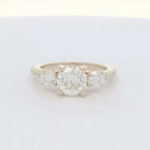 Ladies 14k Yellow Gold Past, Present, & Future Diamond Engagement Ring w/ Hidden Halos (2.27 cttw.)