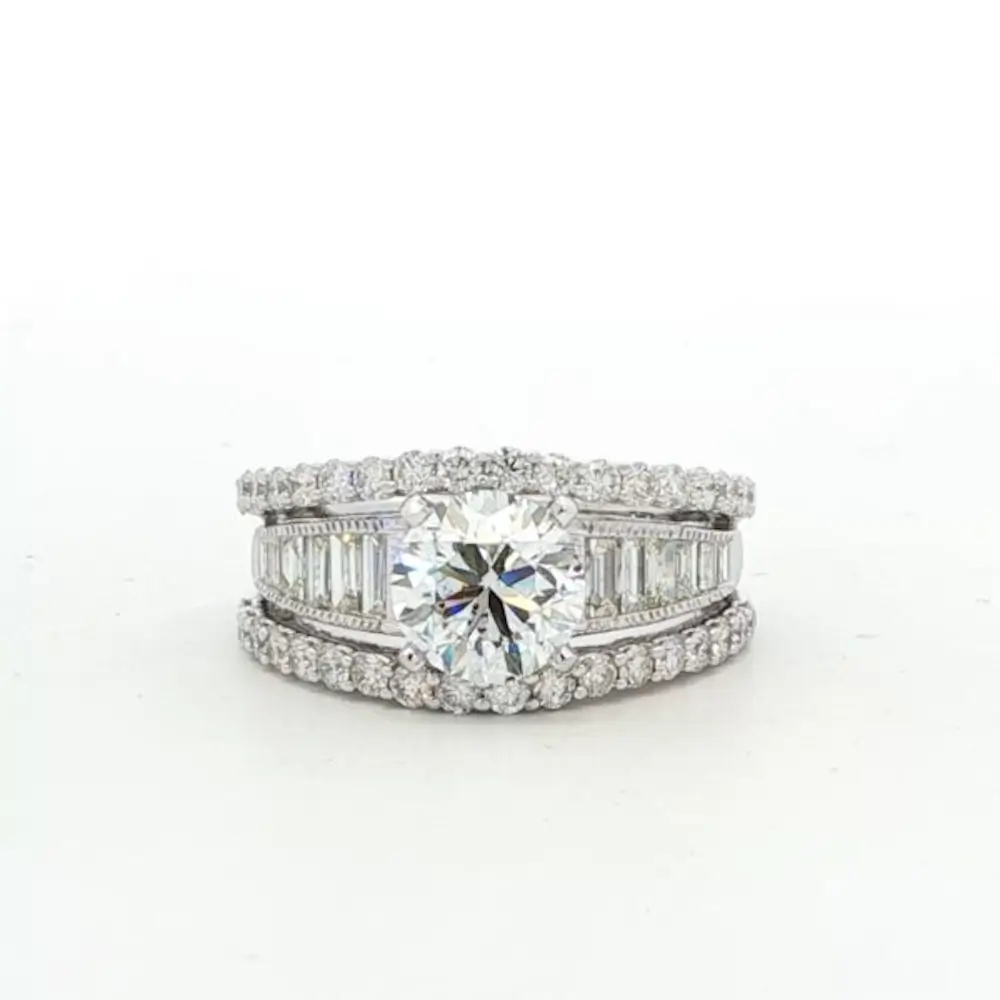 Ladies 14k White Gold Round Brilliant Diamond Engagement Ring (3.44 cttw.)