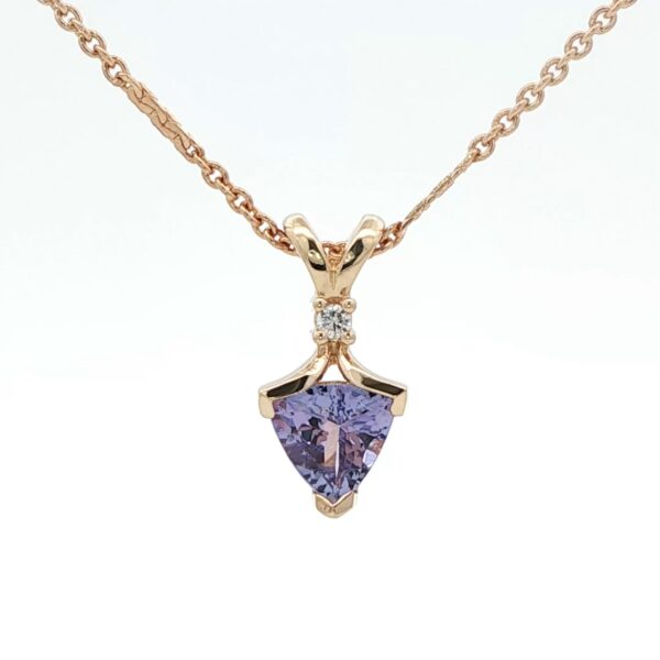 14K YG Tanzanite & Diamond Necklace (.87 ct. Trillion Cut Tanzanite)