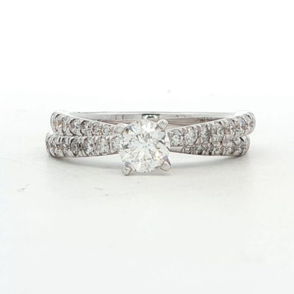14K WG Diamond Engagement Ring w/ .50 ct. Round Brilliant Center (1.00 cttw.)
