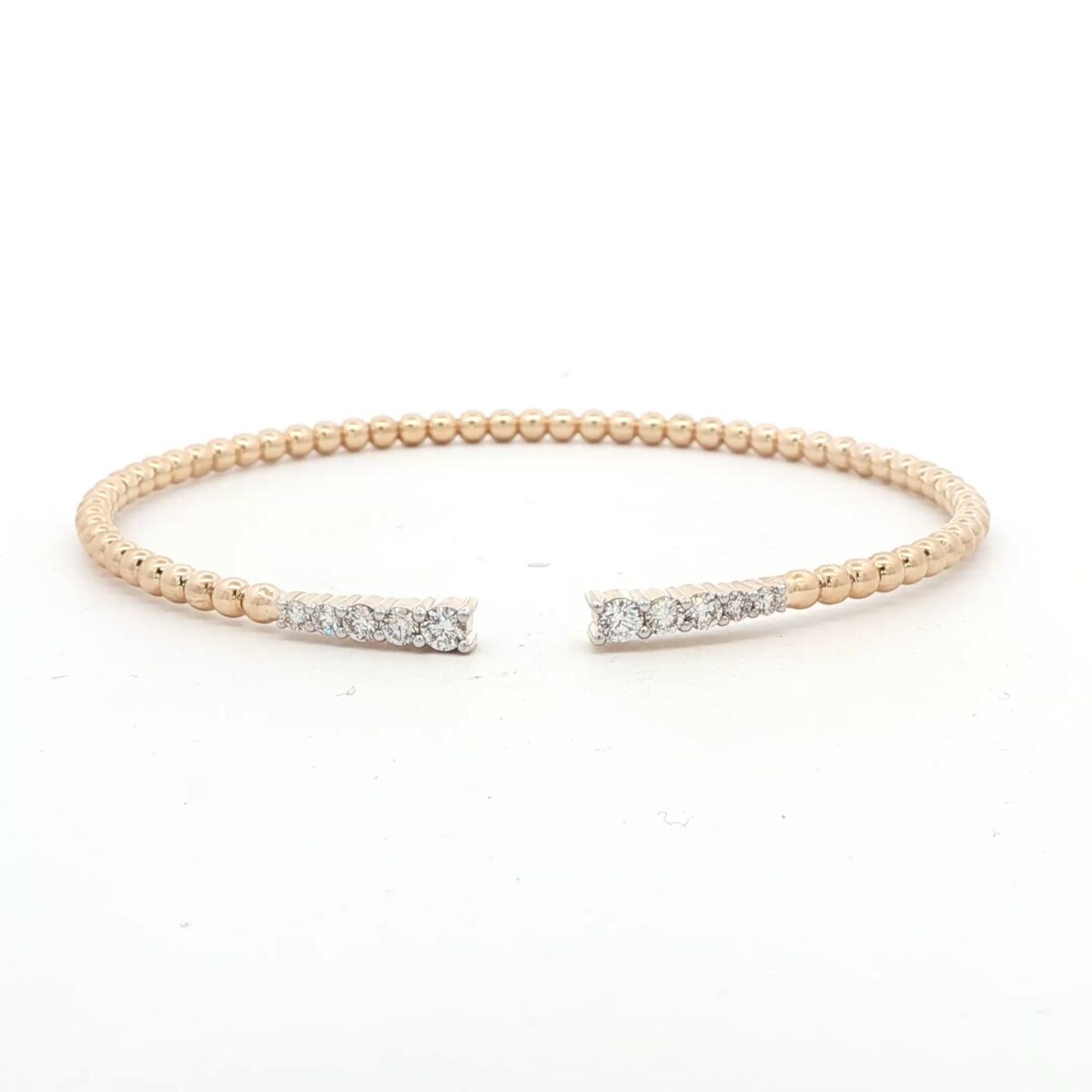 14k Yellow Gold Flex Cuff Diamond Bangle Bracelet (.50 cttw.)