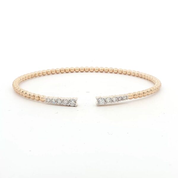 14k Yellow Gold Flex Cuff Diamond Bangle Bracelet (.50 cttw.)