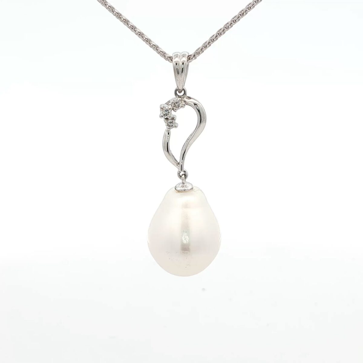14K WG South Sea Pearl & Diamond Necklace