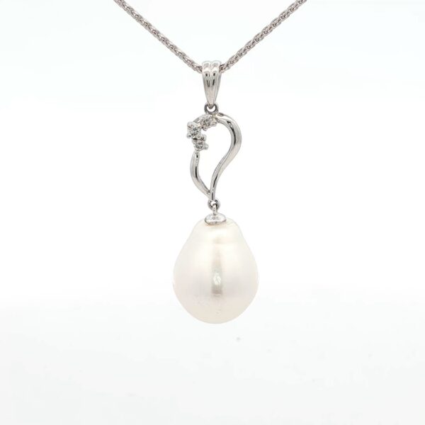 14K WG South Sea Pearl & Diamond Necklace