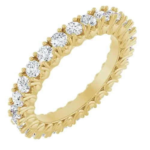 14K Yellow Gold 2.5 mm Round Eternity Band Mounting Size 7
