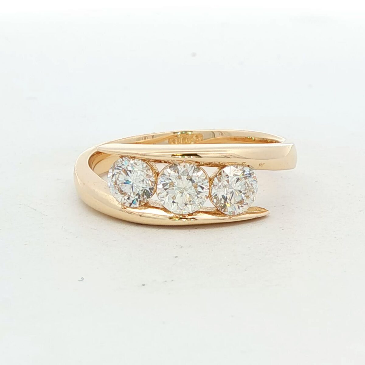 14K YG 3-Stone Diamond Bypass Ring (1.12 cttw.)