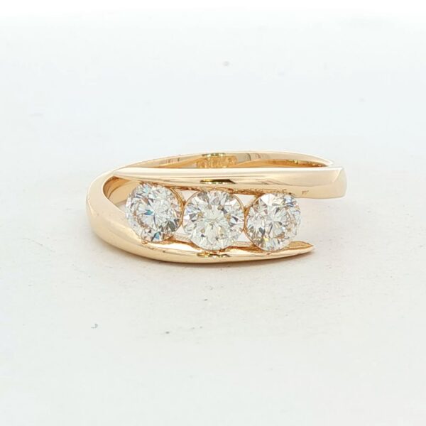 14K YG 3-Stone Diamond Bypass Ring (1.12 cttw.)