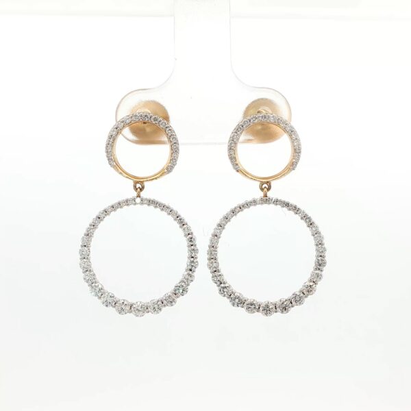 14K YG Circle Dangle Earrings w/ 1.07 cttw. Round Brilliant Diamonds