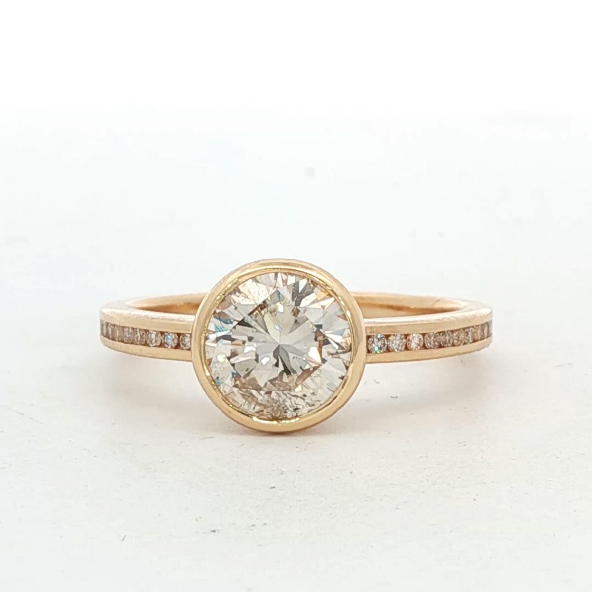 18K YG Bezel-Set Diamond Engagement Ring (1.43 cttw.)
