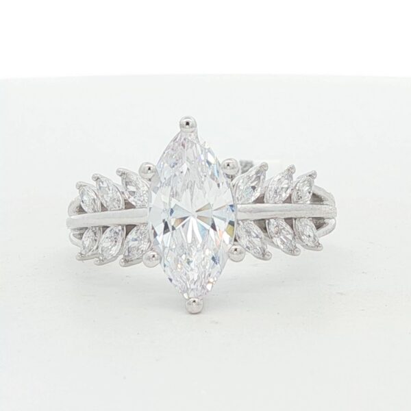 14K WG Engagement Ring Mounting for 12x6mm Marquise Diamond