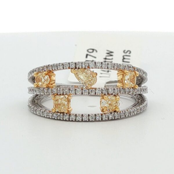 14K WG Diamond Ring w/ 1.14 cttw. of Natural Fancy Yellow and White Diamonds