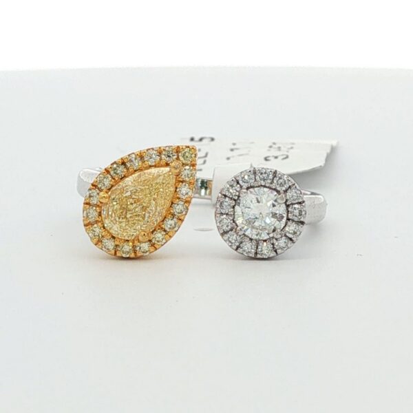 14K 2-Tone Fancy Yellow & White Diamond Bypass Ring (1.11 cttw.)