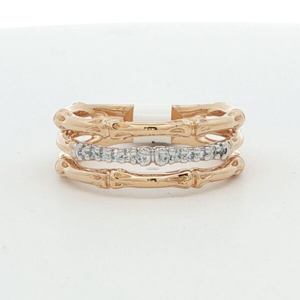 14K YG Bamboo Style Diamond Ring (.12 tw.)