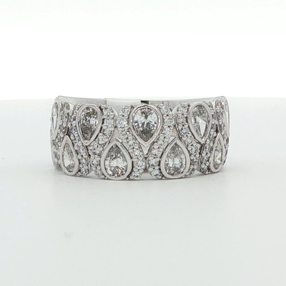 14K WG Alternating Pear Shaped Diamond Ring (1.47 cttw.)
