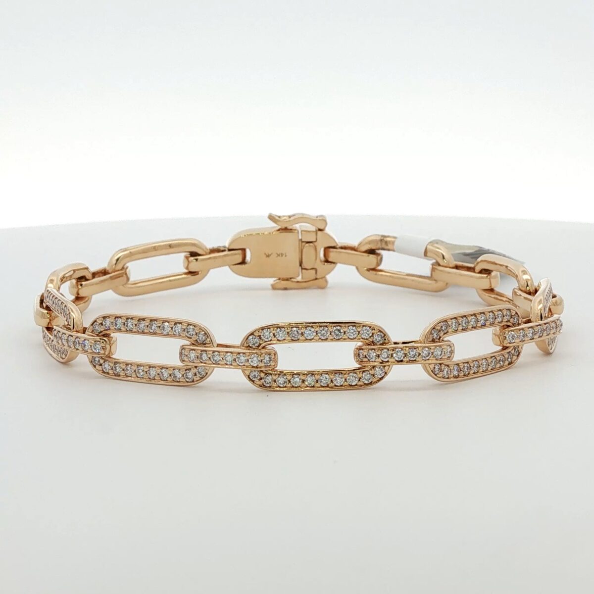 14K YG Diamond Paperclip Chain Bracelet (.98 cttw.)