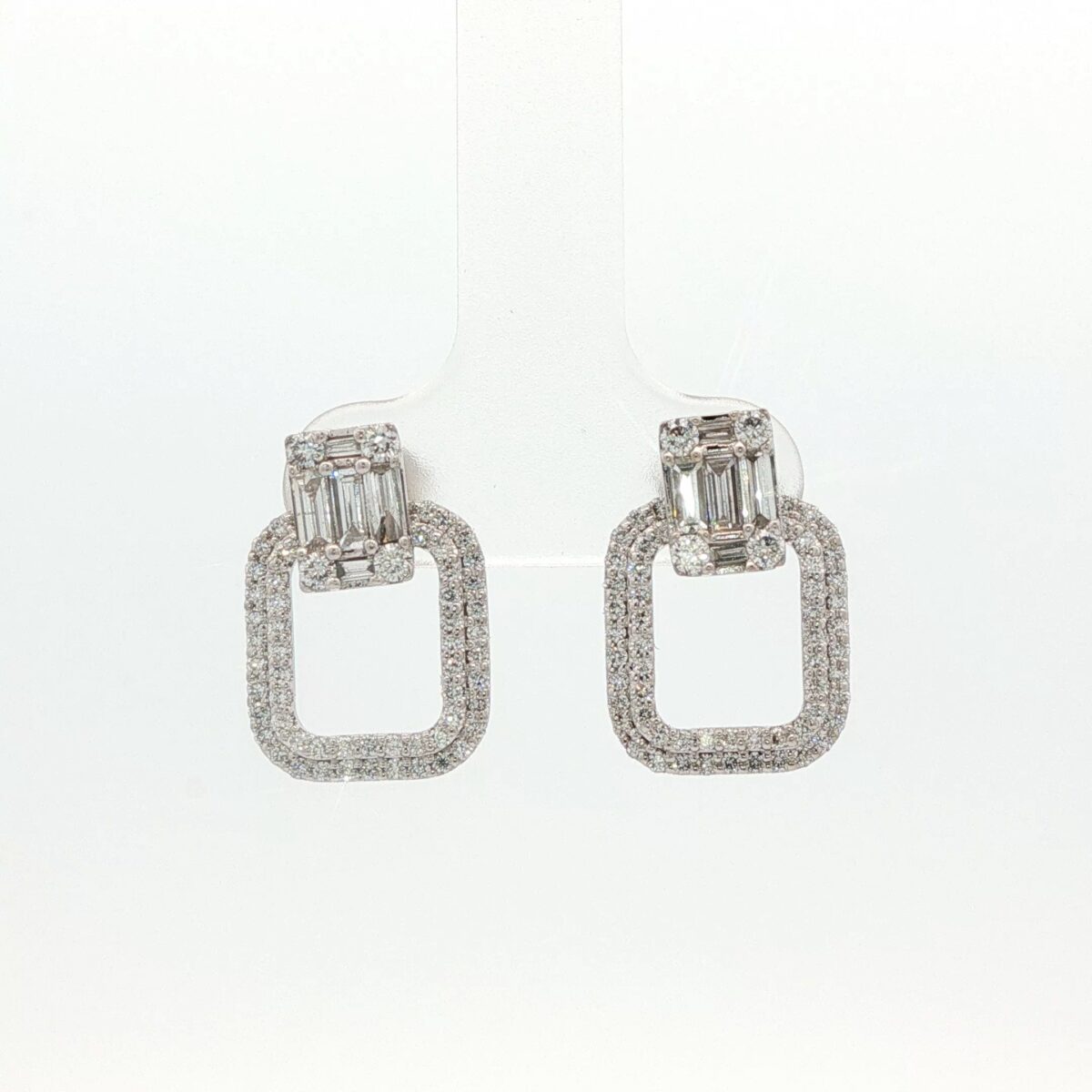 14K WG Geometric Diamond Drop Earrings (.97 tw.)