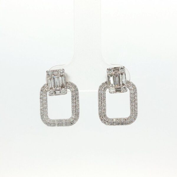 14K WG Geometric Diamond Drop Earrings (.97 tw.)