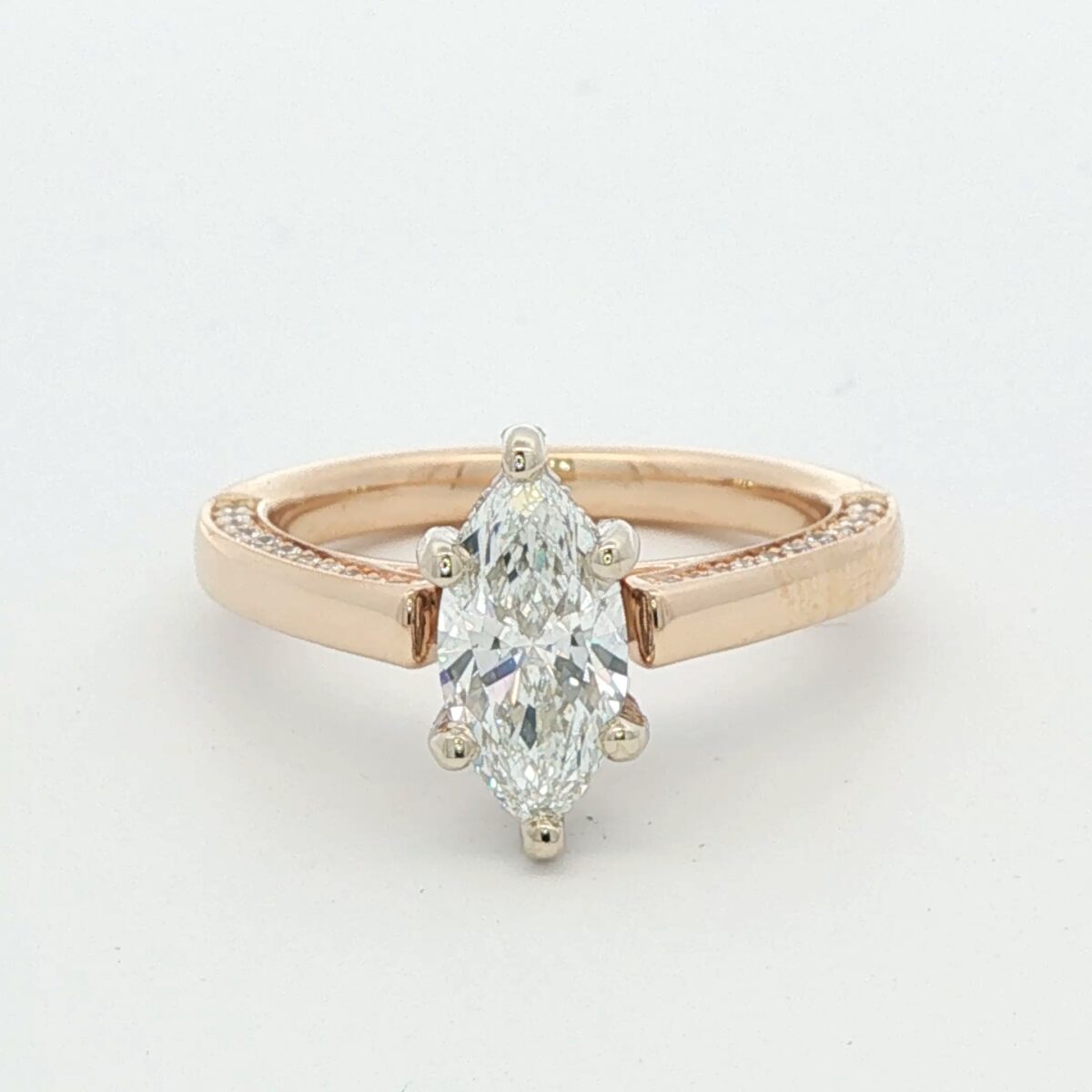 14K YG Hidden Halo Engagement Ring w/ 1.06 ct. GIA Certified Marquise Diamond (1.50 cttw.)