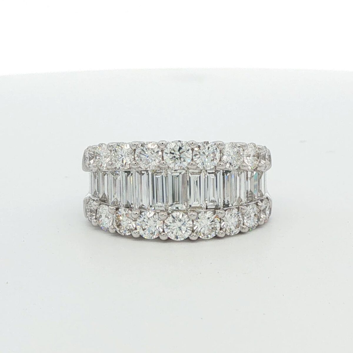 14K WG Wide Band w/ Baguette & Round Diamonds (2.92 cttw.)