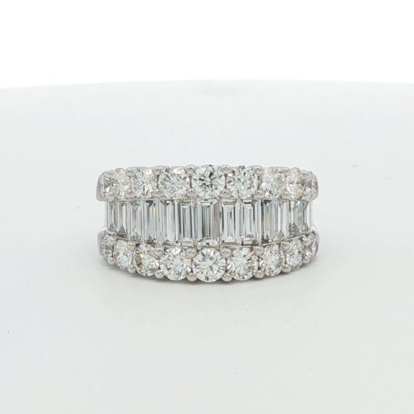 14K WG Wide Band w/ Baguette & Round Diamonds (2.92 cttw.)